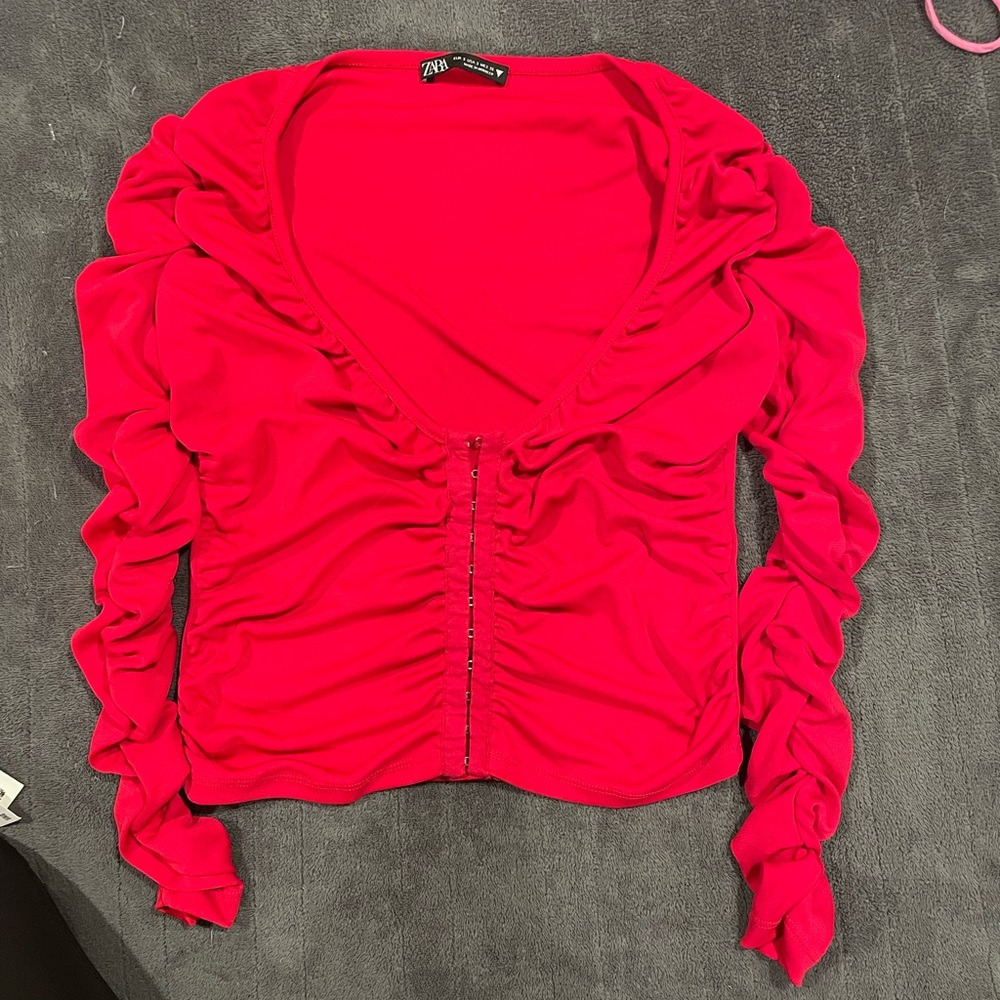 Zara red long sleeve top